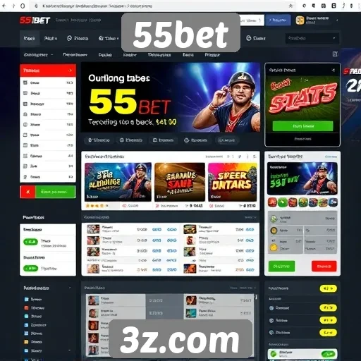 Exploração da interface do site 55bet